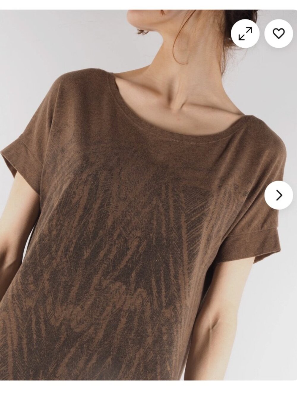 Peruvian Connection Brown Cotton Knit T-Shirt Dress Short Sleeve Size L